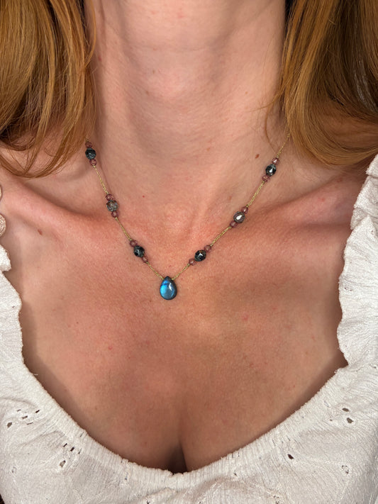 Collier Les galets bleus court