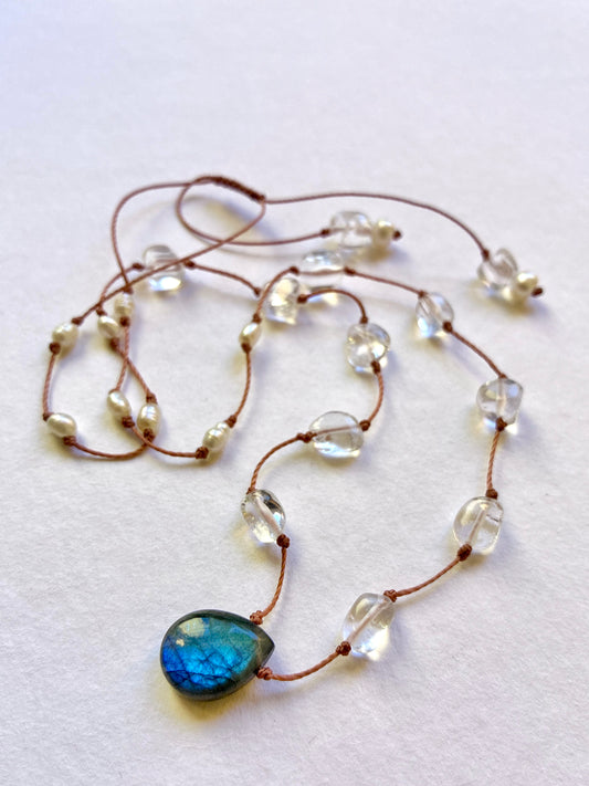 Collier Écume Azur ajustable